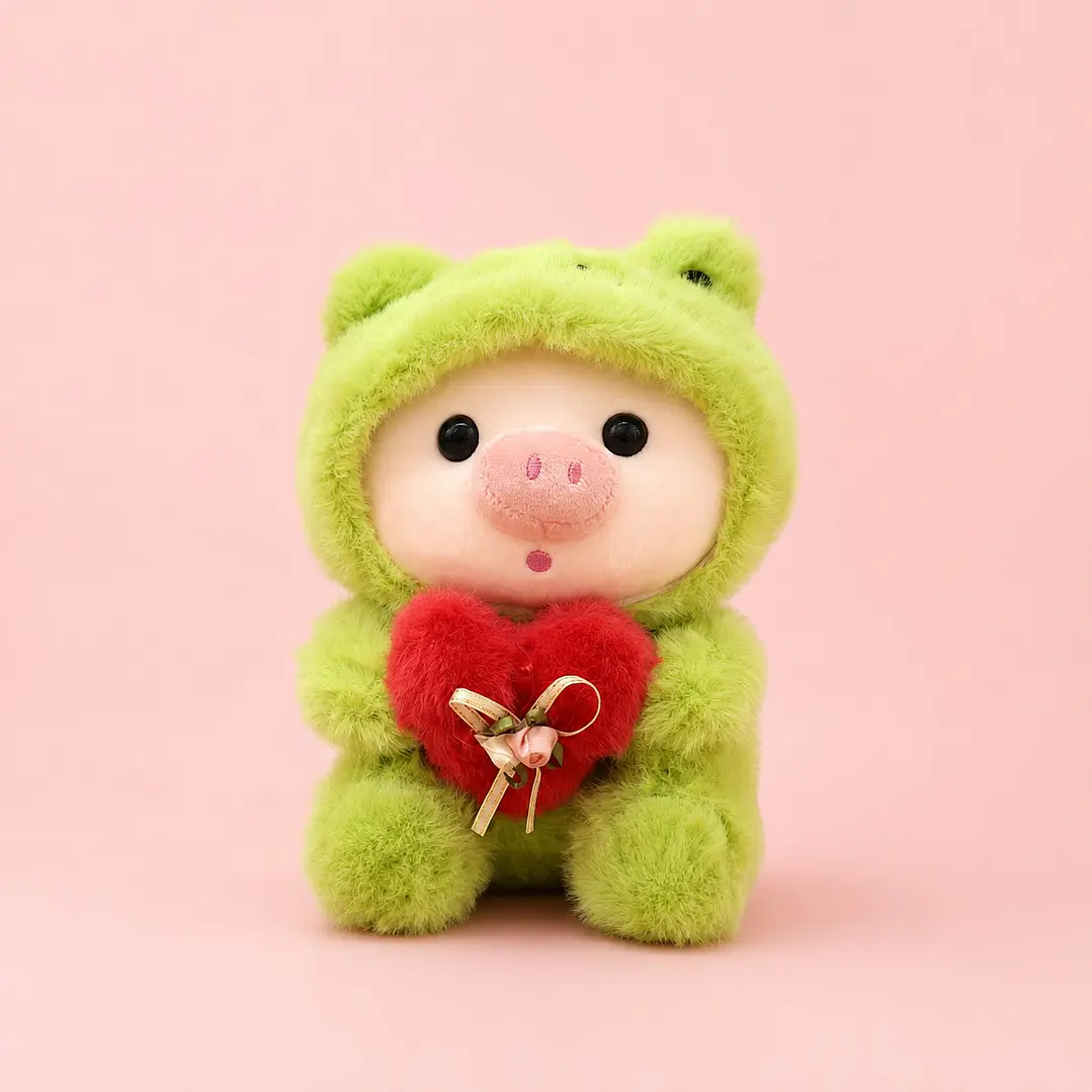 Peluche Cerdito Disfraz Sapo Con Corazón 1
