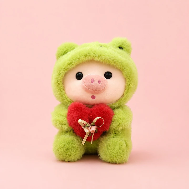 Peluche Cerdito Disfraz Sapo Con Corazón 1
