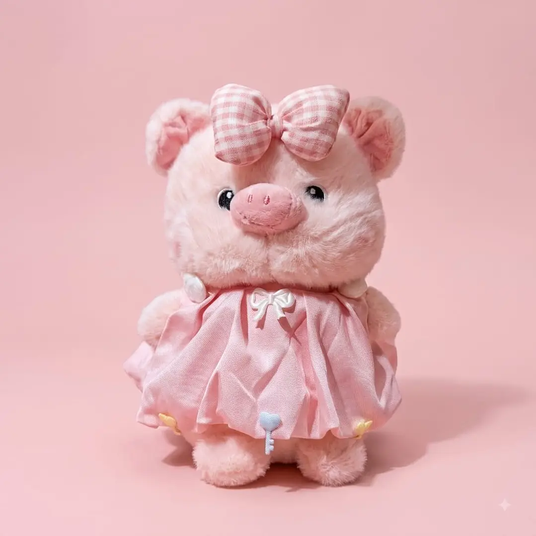 Peluche Cerdita Vestido Rosa Llaves 1