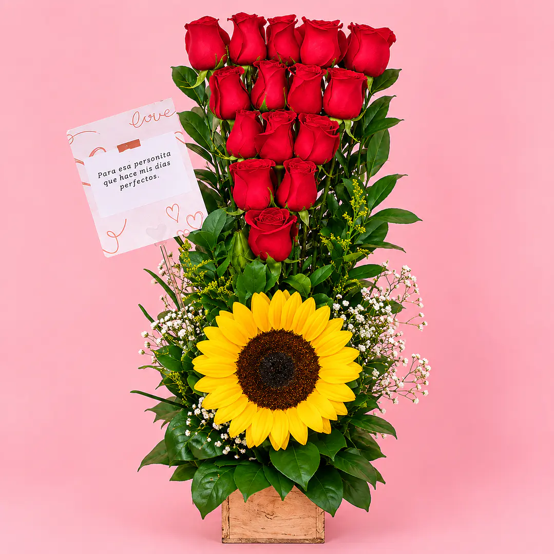 Arreglo Maison Rosas y Girasoles 1