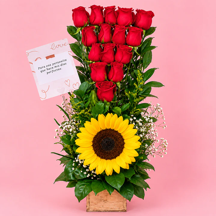 Arreglo Maison Rosas y Girasoles 1