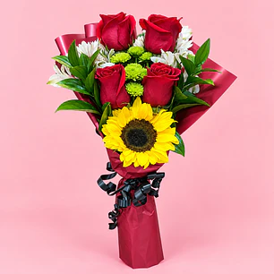 Bouquet Mini Rosas y Girasol