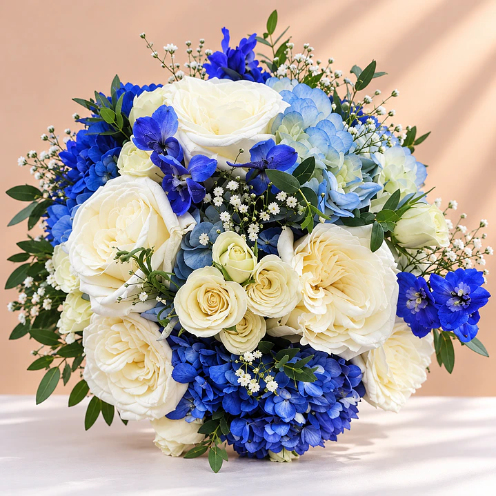 Ramo de Novia Cenicienta + Prendedor Floral para Novio 💙 2