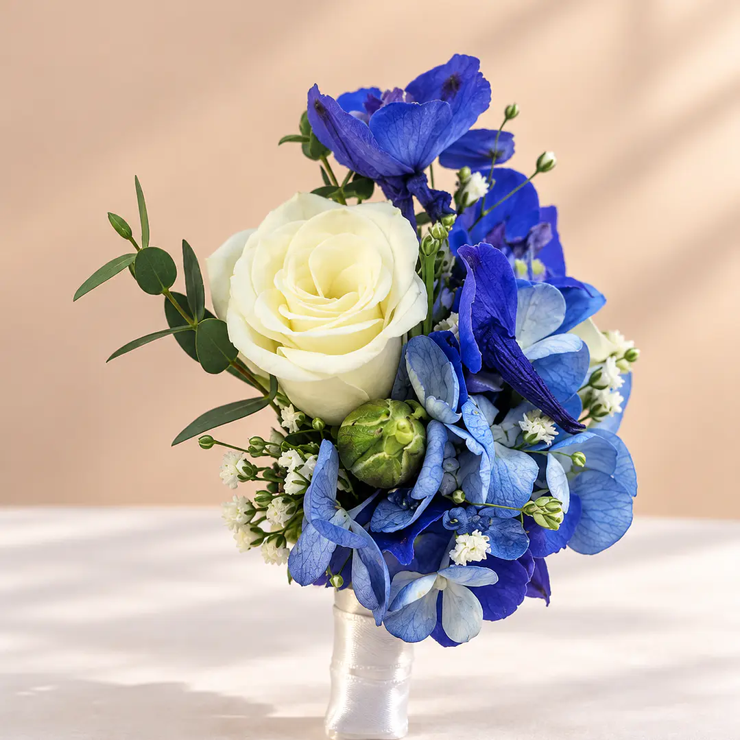 Ramo de Novia Cenicienta + Prendedor Floral para Novio 💙 4