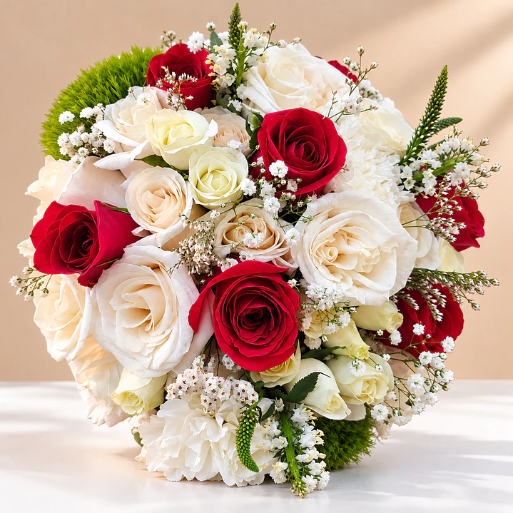 Ramo de Novia Bella y Bestia + Prendedor Floral para Novio  2