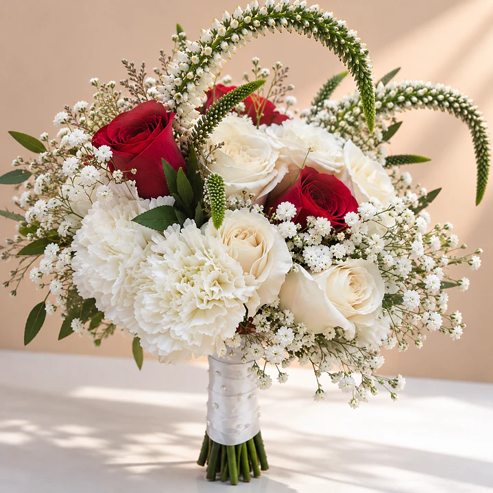 Ramo de Novia Bella y Bestia + Prendedor Floral para Novio  3