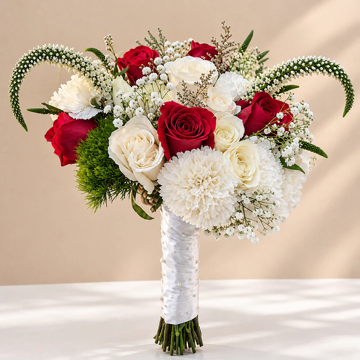 Ramo de Novia Bella y Bestia + Prendedor Floral para Novio  4