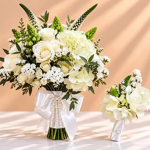 Ramo de Novia Tiana – Jardín Encantado + Prendedor Floral para Novio