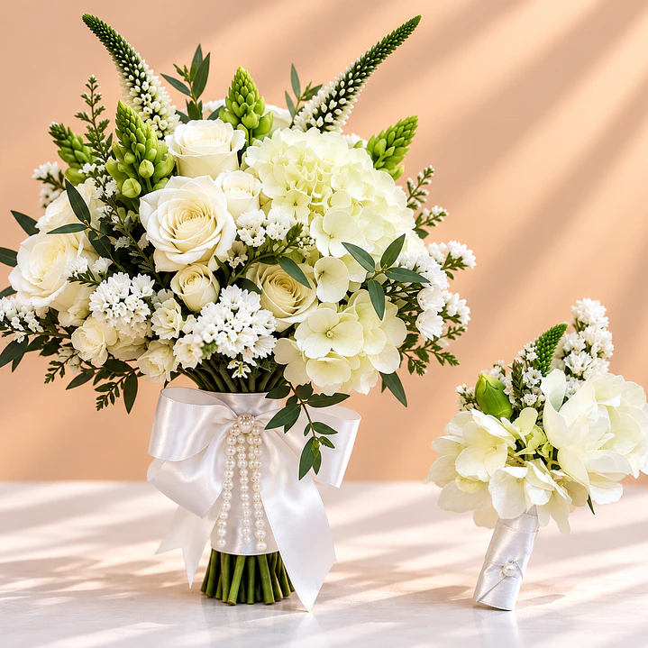 Ramo de Novia Tiana – Jardín Encantado + Prendedor Floral para Novio 1