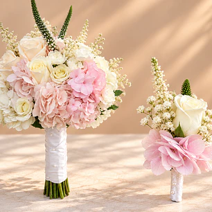 Ramo de Novia Aurora – Jardín de Ensueño + Prendedor para Novio 🌸