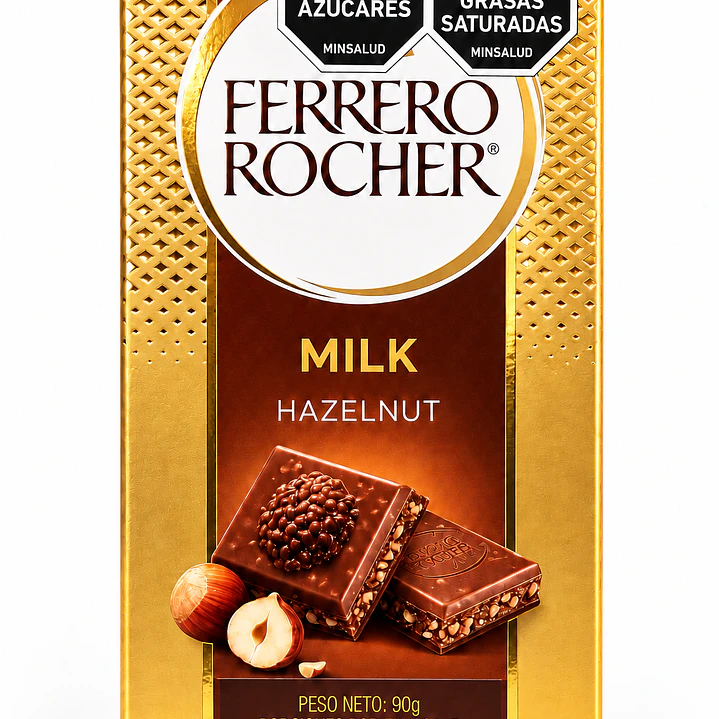 Barra de Chocolate Ferrero Rocher Milk con Avellanas – 90 g 🍫✨ 1
