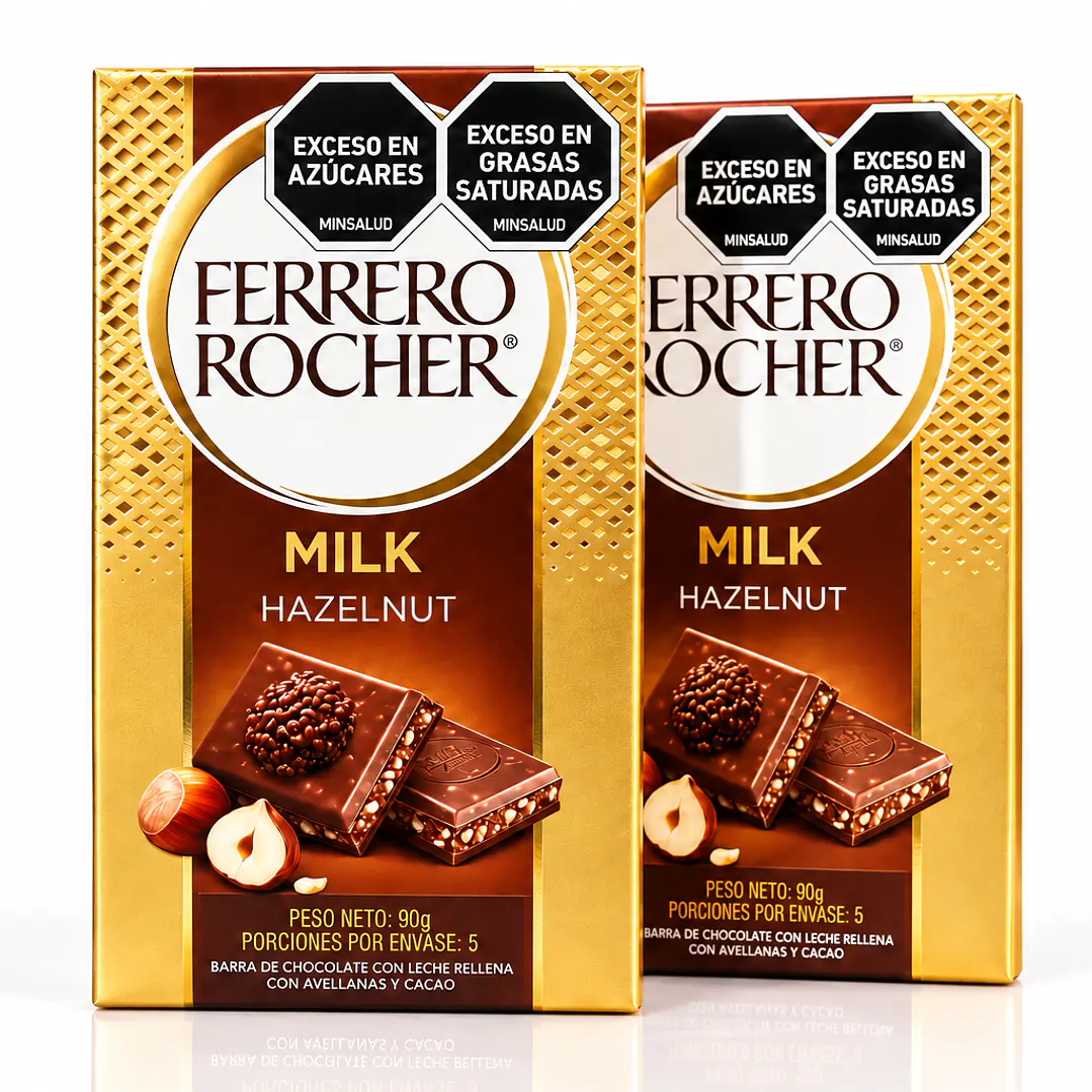 Barra de Chocolate Ferrero Rocher Milk con Avellanas – 90 g 🍫✨ 2