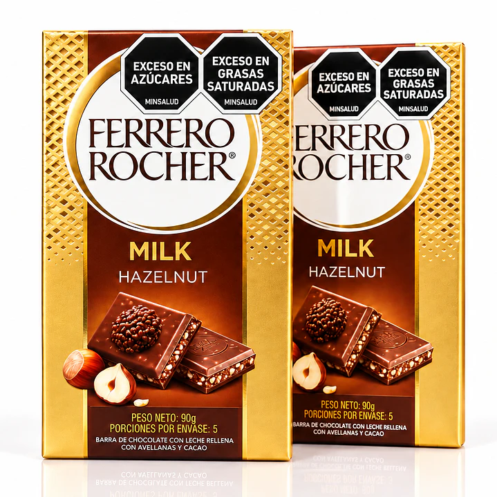 Barra de Chocolate Ferrero Rocher Milk con Avellanas – 90 g 🍫✨ 2