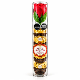 Rosa Roja con Ferrero Rocher x3 – Feliz Día ❤️