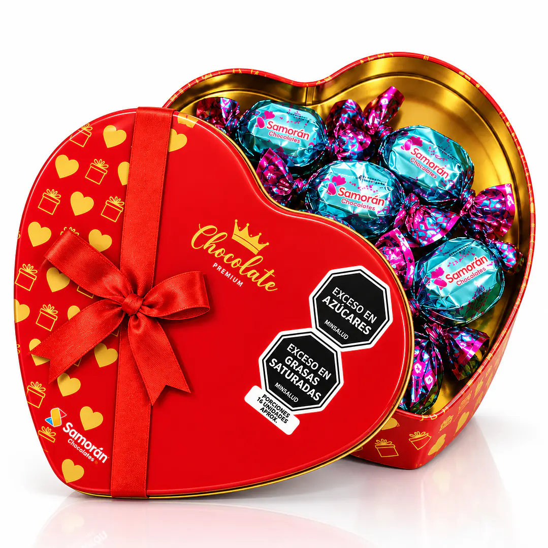 Chocolates Samorán en Caja de Corazón – Un Regalo para Enamorar ❤️🍫 1