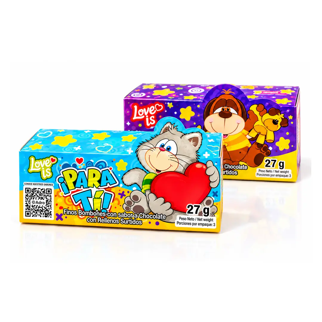 Bombones Love Is ¡Para Ti! – Chocolatinas con Rellenos Surtidos 27 g 💙🍫 2