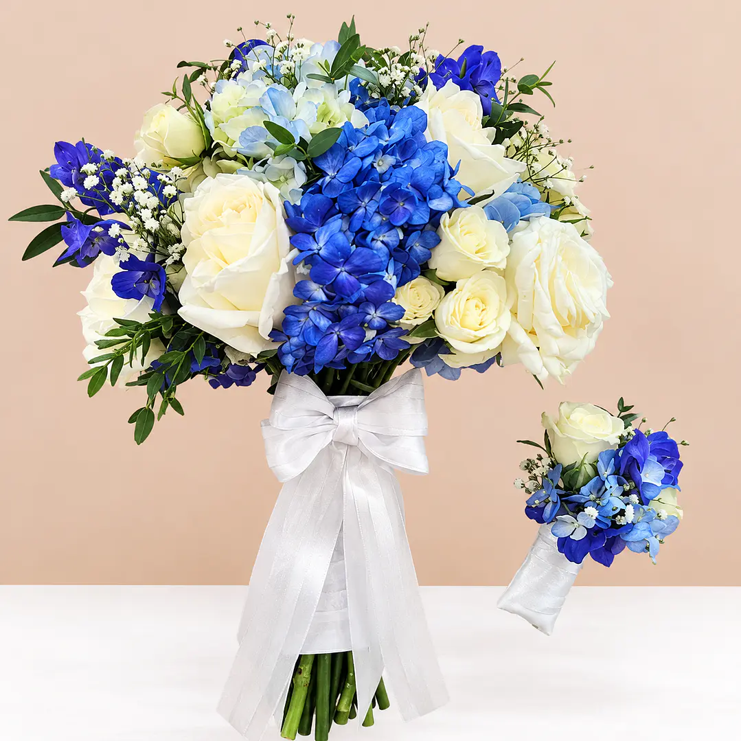 Ramo de Novia Cenicienta + Prendedor Floral para Novio 💙 1