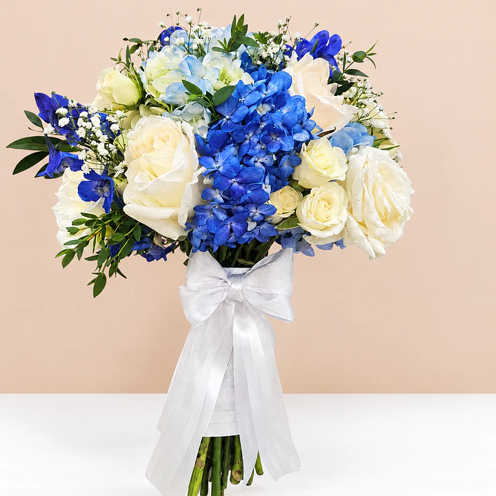 Ramo de Novia Cenicienta + Prendedor Floral para Novio 💙 2