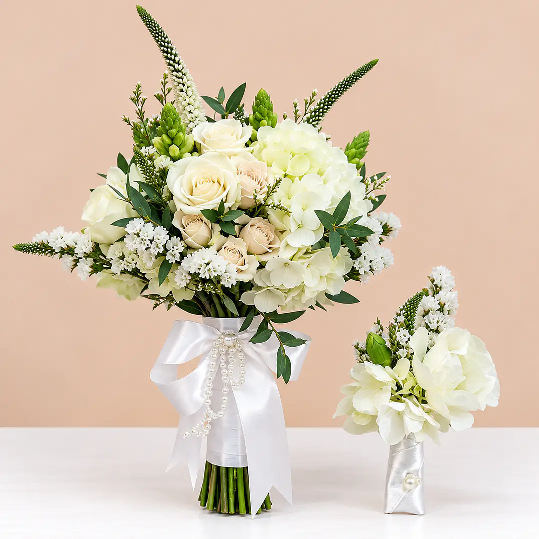 Ramo de Novia Tiana – Jardín Encantado + Prendedor Floral para Novio 1