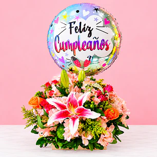 🌸🎈 Arreglo Floral Lluvia de Felicidad