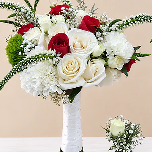Ramo de Novia Bella y Bestia + Prendedor Floral para Novio 