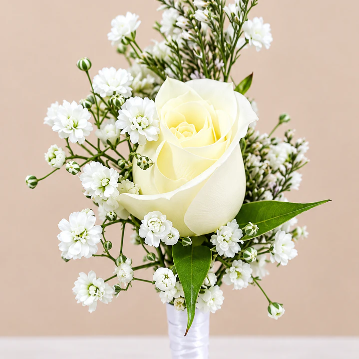 Ramo de Novia Bella y Bestia + Prendedor Floral para Novio  3
