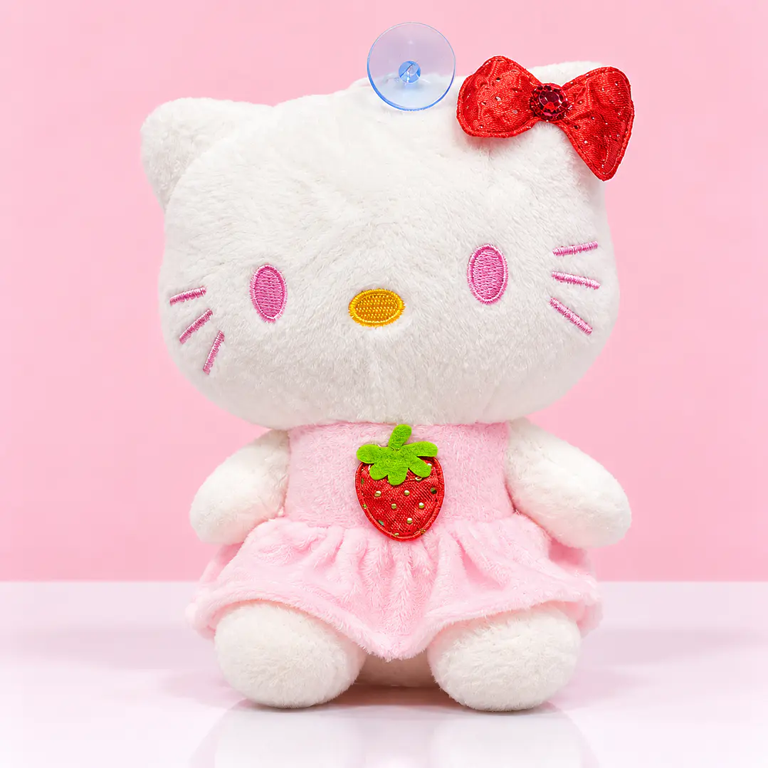 🎀 Hello Kitty de Peluche con Vestido de Fresa 🍓🎀 1