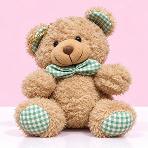 🧸💚 Osito de Peluche Café con Moño Verde – Un Abrazo Lleno de Ternura