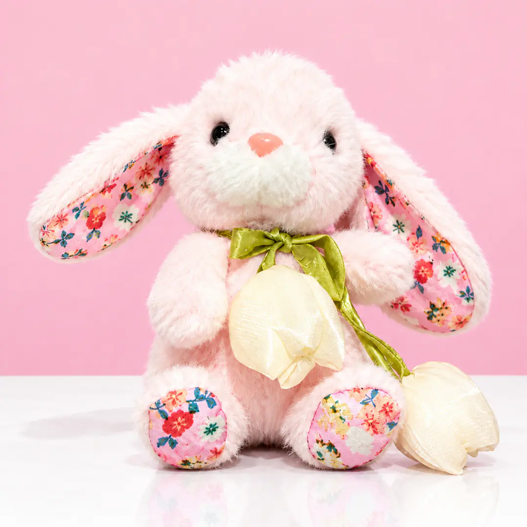 🐰🌷 Mini Conejita de Peluche con Tulipanes – Dulzura Floral 💕 1
