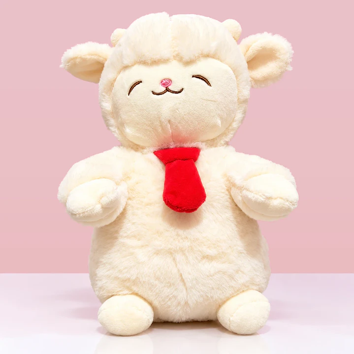 🐑 Ovejita de Peluche Crema con Bufanda Roja ❤️ 1