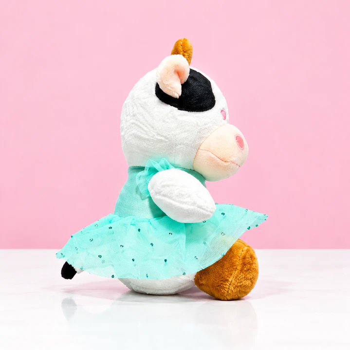 🐮🎀 Vaquita Bailarina de Peluche – Vestido  Azul 💕 2