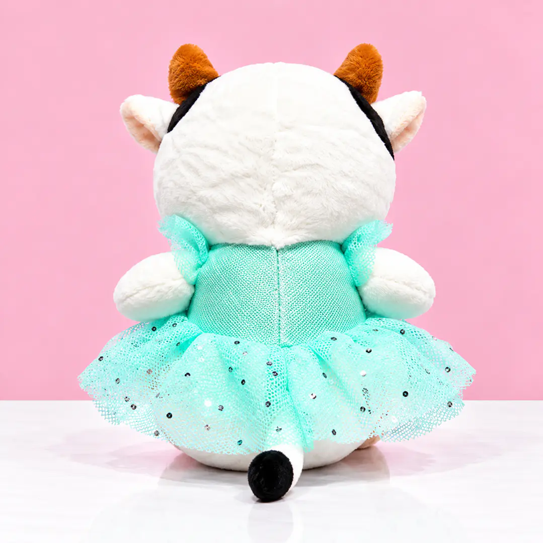 🐮🎀 Vaquita Bailarina de Peluche – Vestido  Azul 💕 3
