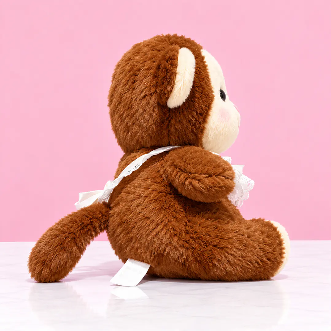 🐵🎀 Monito de Peluche con Pañuelo de Cuadros – Dulce y Tierno 💕 2