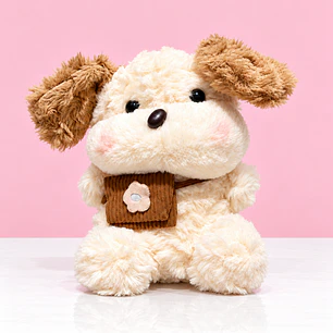 🐶🤎 Perrito de Peluche Crema con Bufanda Café – Un Abrazo Lleno de Ternura