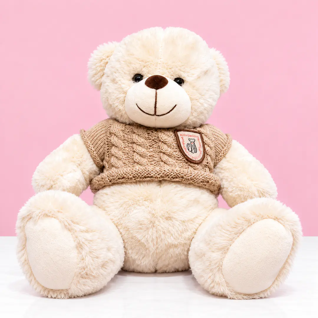 🧸🤍Osito de Peluche Crema con Suéter Beige – Un Abrazo Lleno de Amor 1