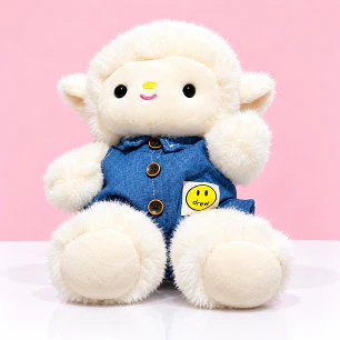 🐑💙 Ovejita de Peluche Blanca con Camisa Azul – Un Abrazo Lleno de Ternura