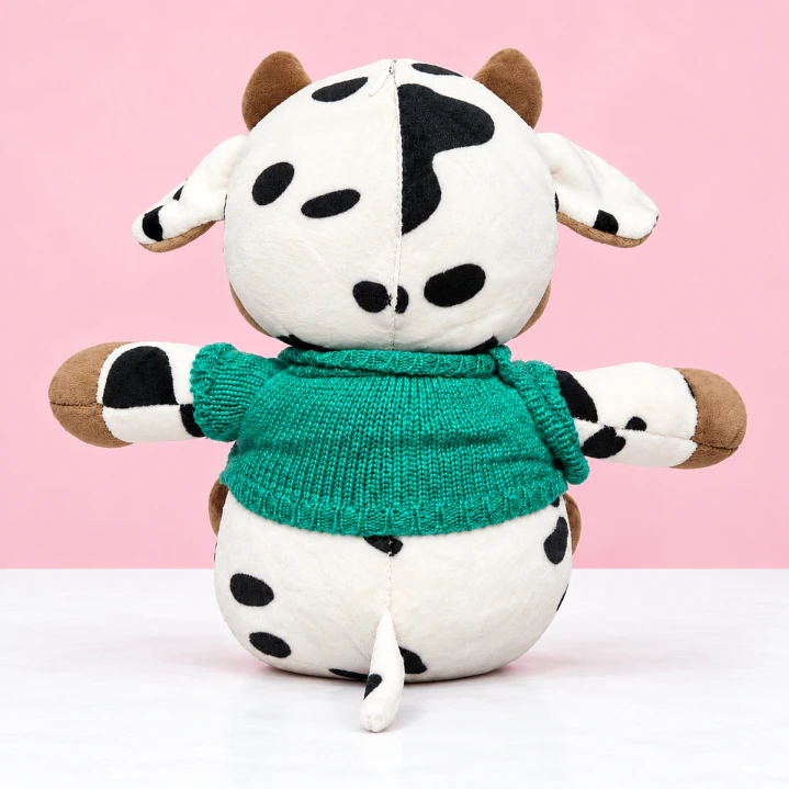 🐮💚 Vaquita de Peluche con Suéter Verde – Dulce y Adorable 🌸 2