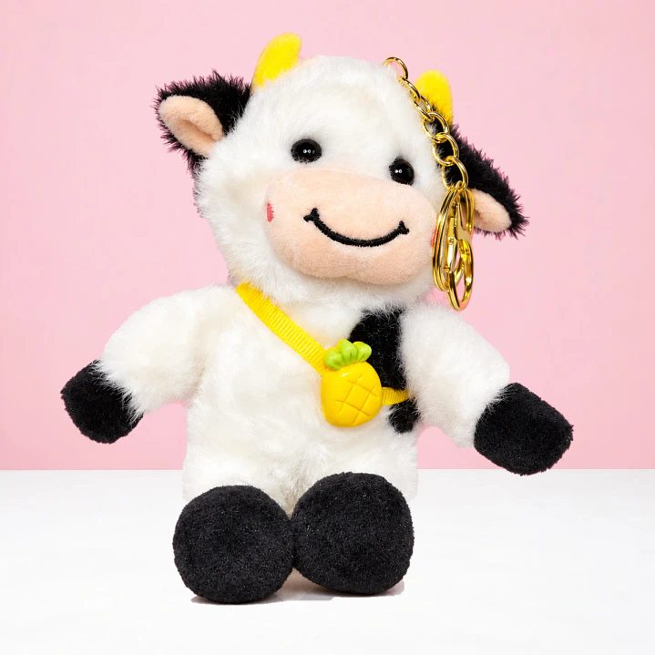 🐮🍍 Mini Vaquita de Peluche Tipo Llavero con Piña – Dulce y Adorable ❤️ 1
