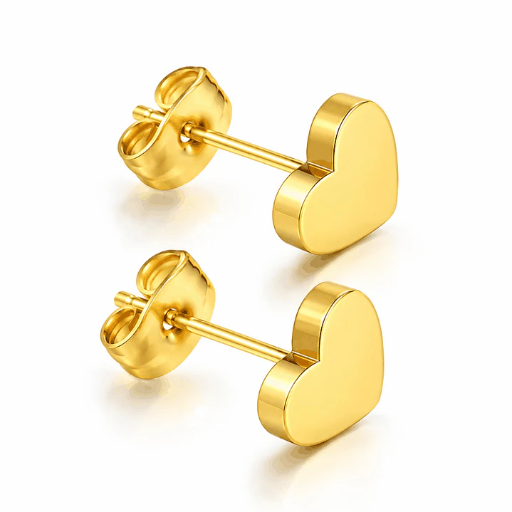 Corazón Dorado – Aretes de Corazón en Acero Quirúrgico 2