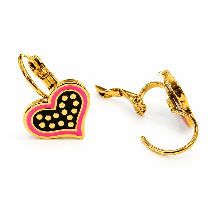 Latidos de Amor – Aretes de Corazón Dorados y Rosados 1