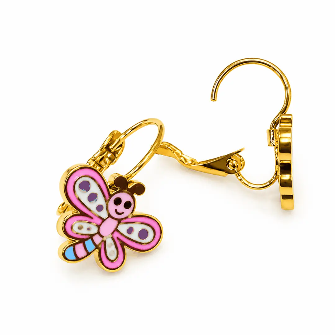 Alas de Alegría – Aretes de Mariposa Rosada y Dorada 1