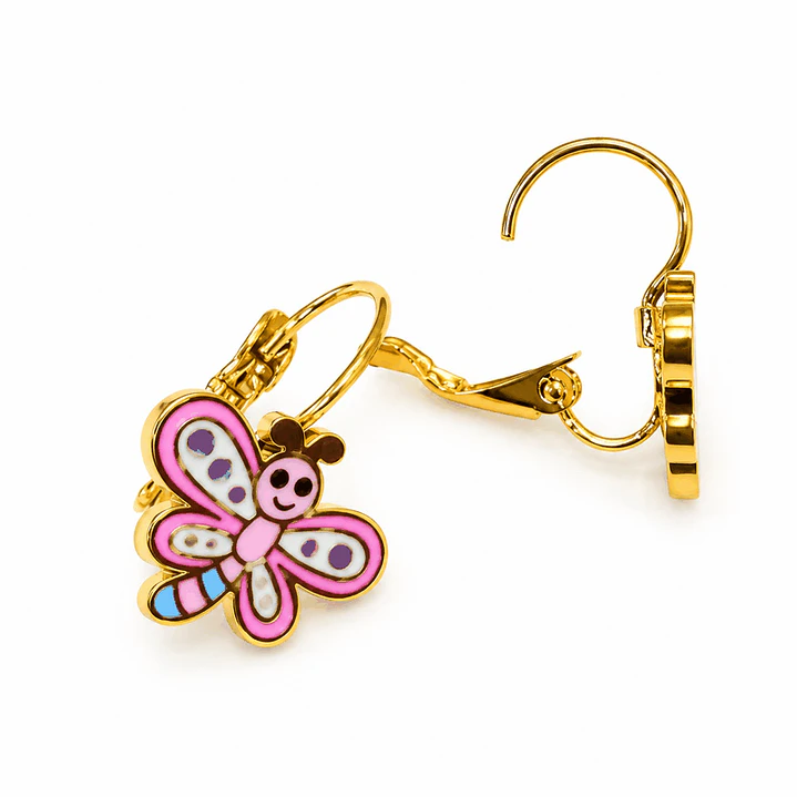 Alas de Alegría – Aretes de Mariposa Rosada y Dorada 1