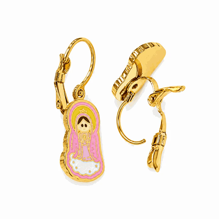 Dulce Bendición – Aretes de Virgen en Tono Dorado 1