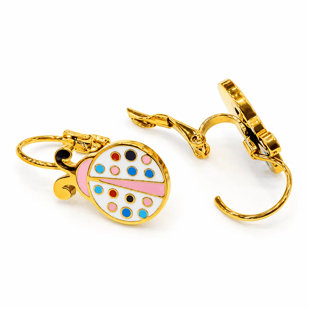 Pequeña Suerte – Aretes de Mariquita Multicolor Dorados 1