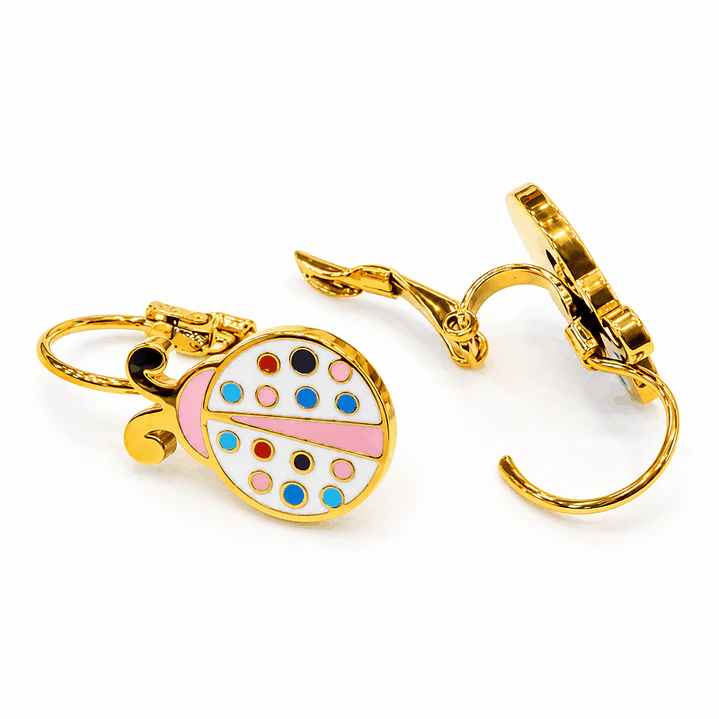 Pequeña Suerte – Aretes de Mariquita Multicolor Dorados 1