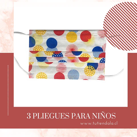 Mascarilla 3 pliegues niños