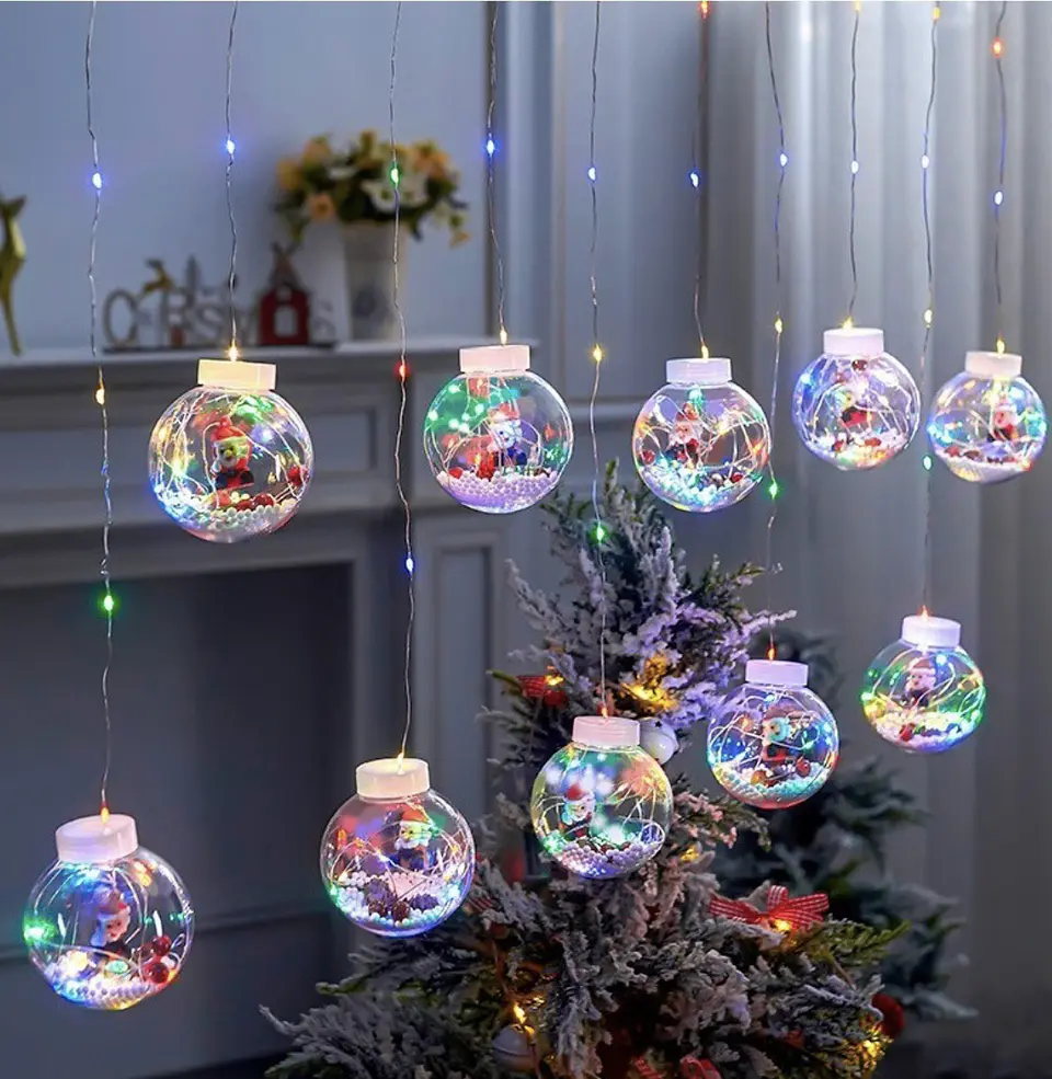 Cortina de Esferas LED Navideña 3 Metros – Luz Cálida o Multicolor 2