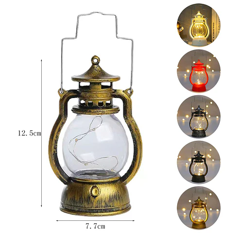 Farol Vintage Navideño con Luz Cálida