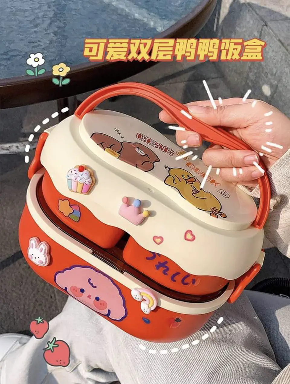 Lonchera Kawaii con Stickers 3D 3
