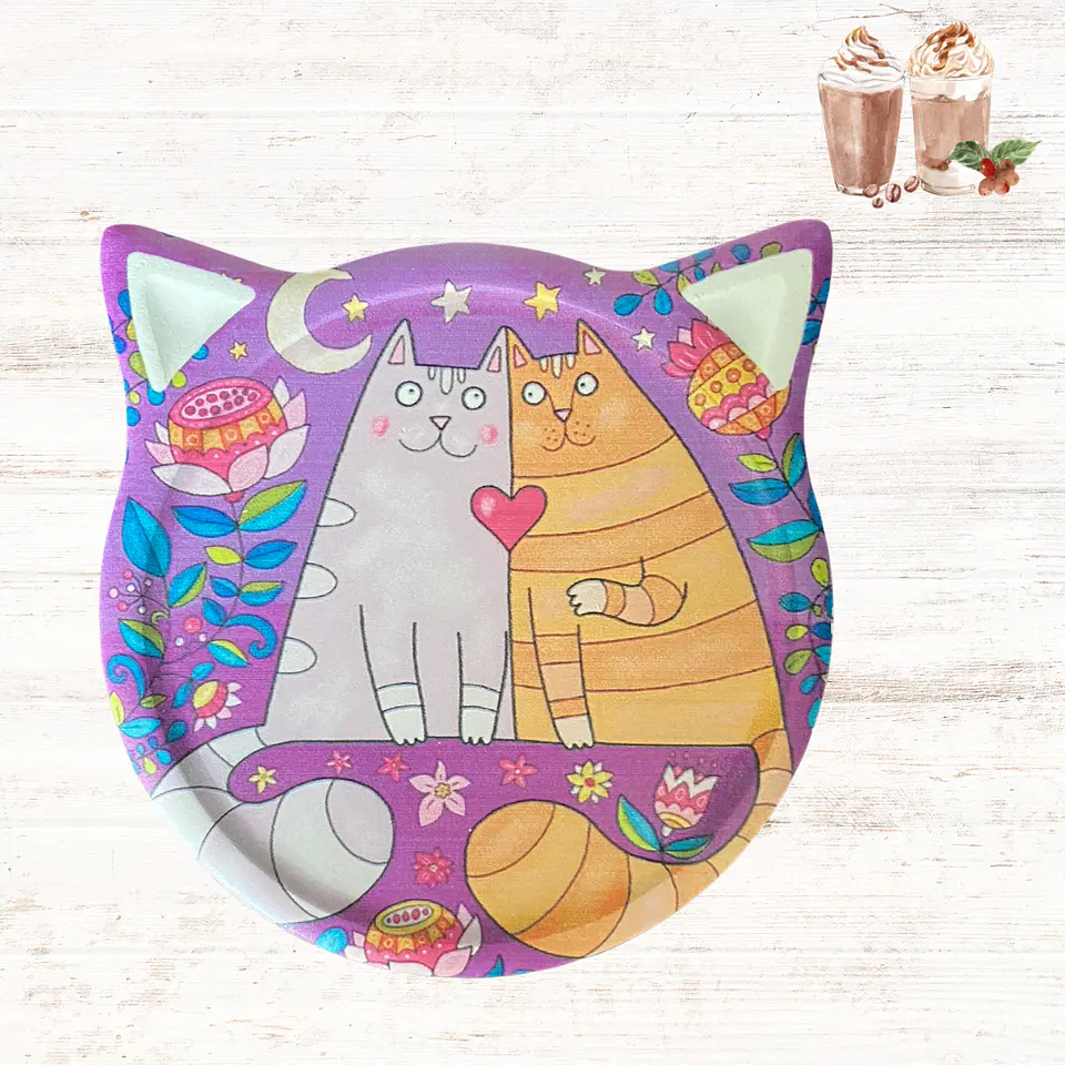 Posavasos Gato Cerámica con Base de Corcho 7